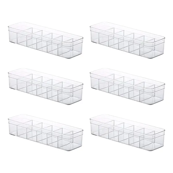 6 Organizador Gaveta Calcinha Meia C/ Divisória 35,5x10,5l