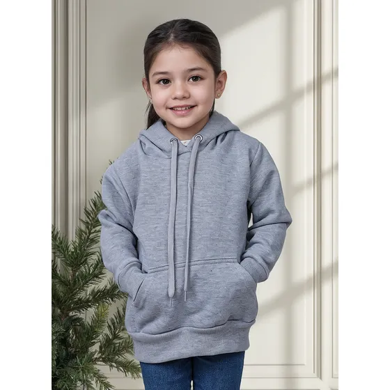 Blusa Moletom Infantil Liso Com Capuz E Bolso Canguru