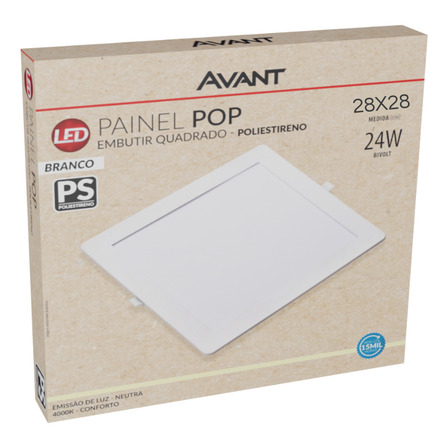 Luminária Plafon Led Embutir Avant 858131374 Pop 24w Quadrado Branco Neutro 4000k Gesso 28x28cm Nicho Corte 260mm Luminária Plafon Led Embutir Avant 858131374 Pop 24w Quadrado Branco Neutro 4000k Gesso 28x28cm Nicho Corte 260mm