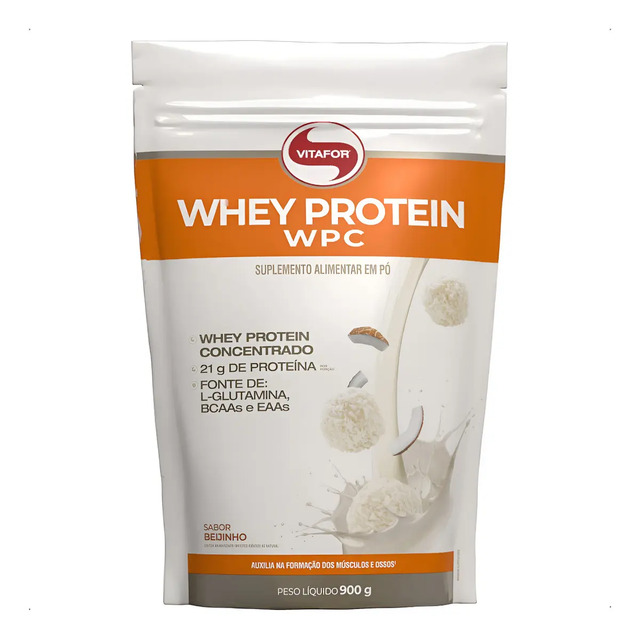 Vitafor | Whey Protein Concentrado | Pouch 900gr | 100% Whey Sabor Beijinho