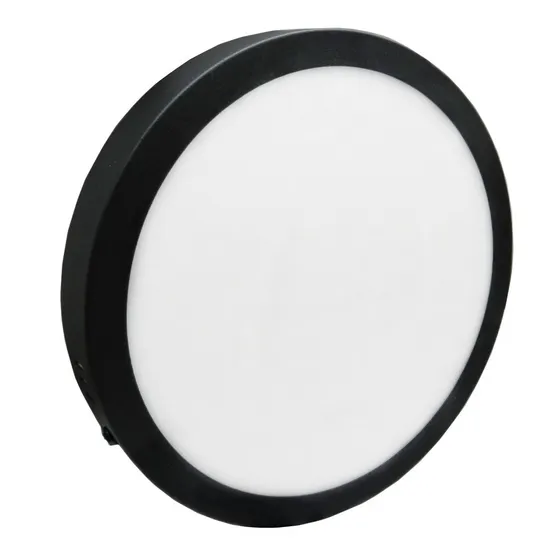 Panel Plafon Led 18w Redondo Aplicar Negro Macroled 3000k