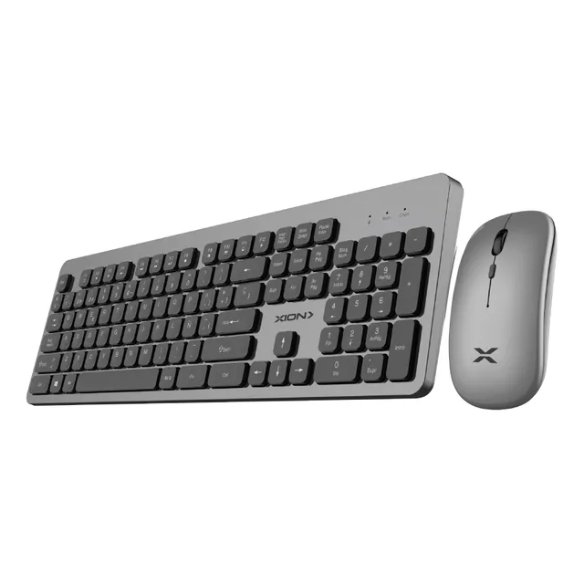 Combo Mouse Y Teclado Inalambrico Xion XI-Kbcombow3 Recargable Mouse Gris Teclado Gris