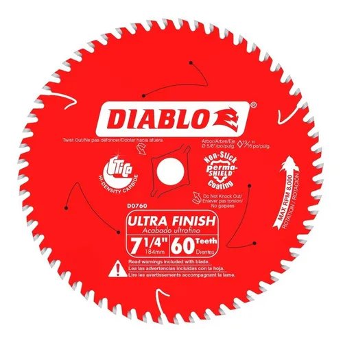Disco Diablo Freud D0760a Hoja Para Madera 7-1/4 60 Dientes Color Rojo