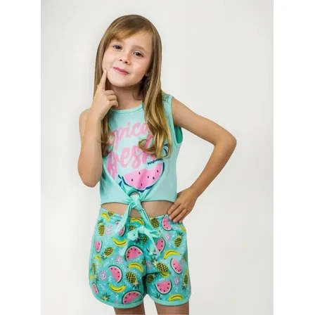 Cropped Regata E Shorts Menina Blogueirinha Diva 4 Ao 10