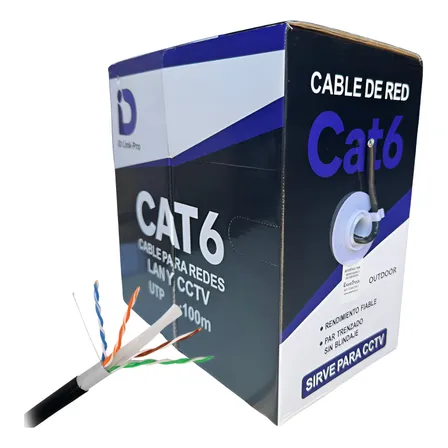 Cable De Red Exterior Cat6 100m Utp Doble Chaqueta 23awg Cca