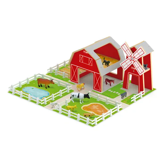 Brinquedo Em Madeira Fazendinha Casa E Moinho Junges