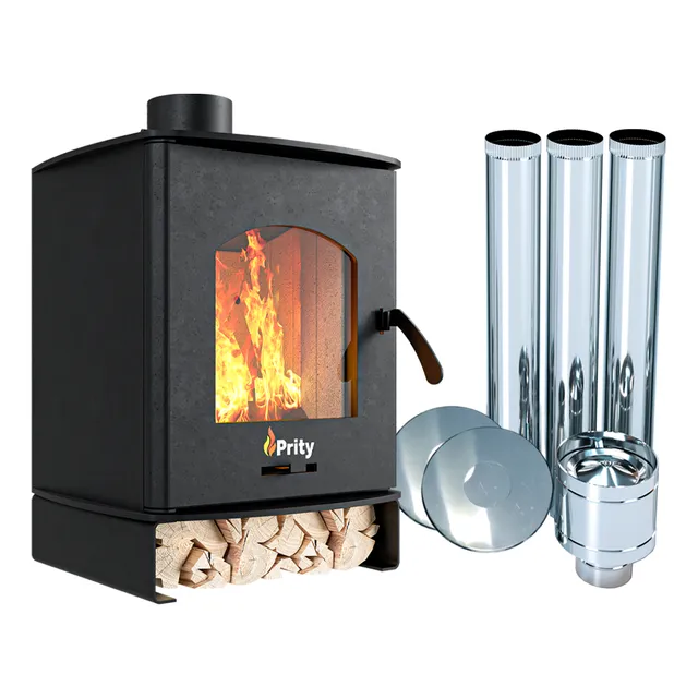 Calefactor A Leña Eko1 Doble Combustión 80 M2 + Kit Techo