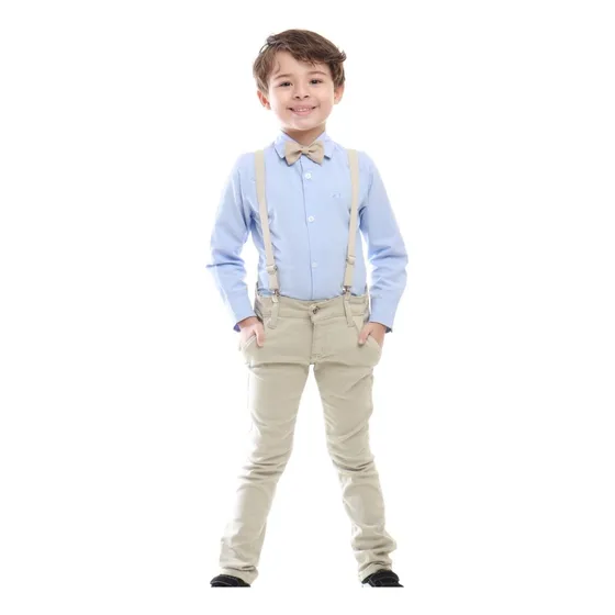 Roupa Masculina Social Juvenil Camisa Calça Susp 10 12 14 16