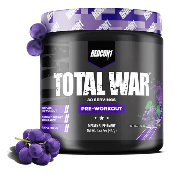 Polvo Pre Workout Redcon1 Total War Grape Flavor, 30 Porcion