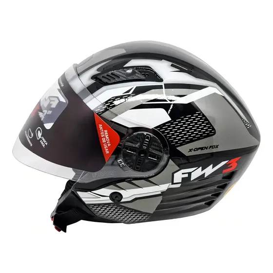 Capacete Moto Aberto integral Fw3 X Open up Fox con óculos Grafite Tamanho do capacete 58 — foto 2