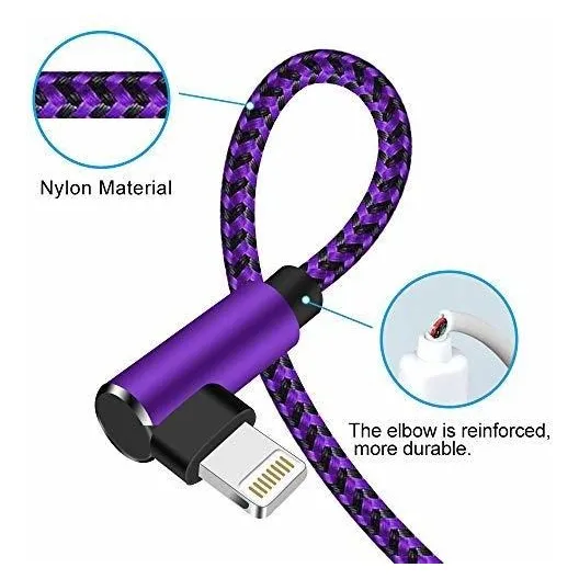 Para iPhone 3 Unidad 9.8 ft Largo Trenzado Nailon 90 Grado