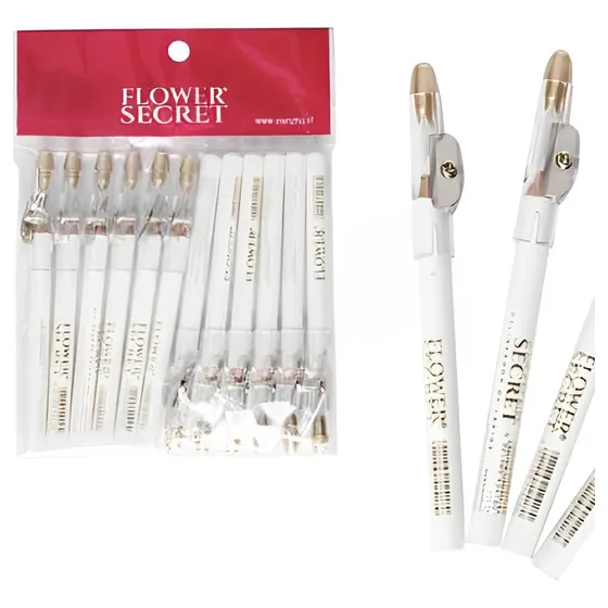 Pack 12 Mini Lápices Delineadores De Ojos Color Blanco  Mate
