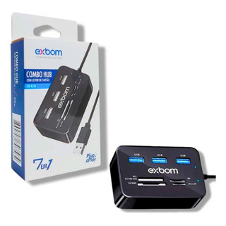 Combo Hub Usb 2.0 7 Em 1 Leitor De Cartão Micro Sd Multiport Combo Hub Usb 2.0 7 Em 1 Leitor De Cartão Micro Sd Multiport