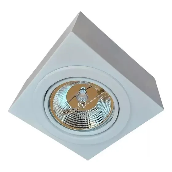 Plafon Spot De Sobrepor P/ Marquise Alta Quadrado Ar111 Estrutura Branco 127/220v