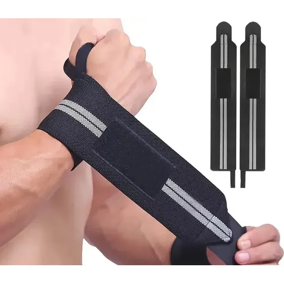 Muñequeras Levantamiento Pesas Gym Gimnasio Crossfit X2 Negro