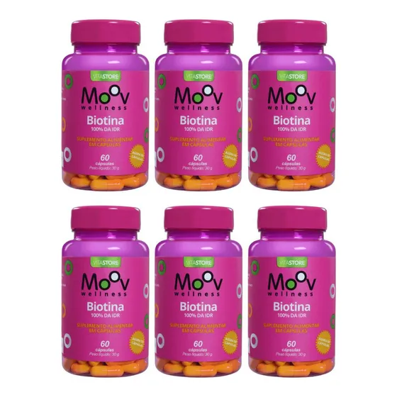 6 Biotina Crescimento Saúde Cabelos Pele Unhas 60 Cp