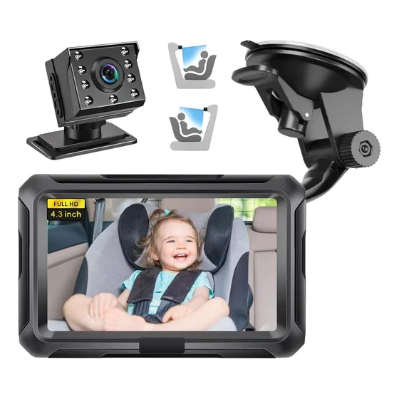 Cámara Coche Bebé Asiento Trasero Hd 1080p Espejo Retrovisor