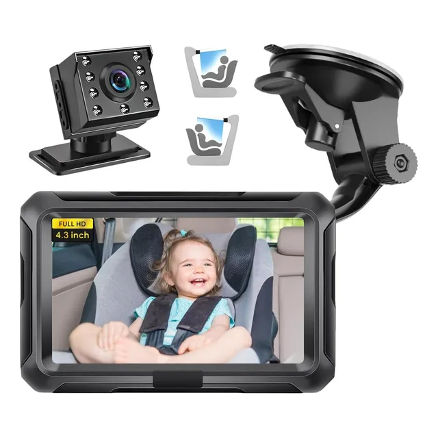 Cámara Coche Bebé Asiento Trasero Hd 1080p Espejo Retrovisor