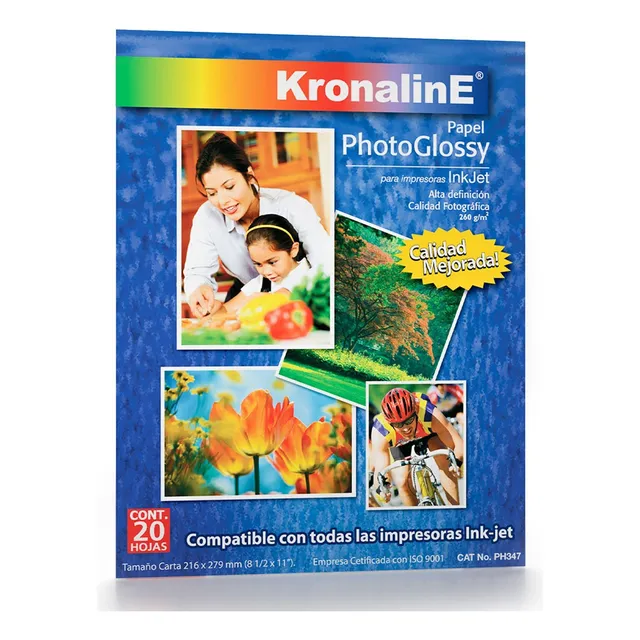 Papel Fotografico Glossy Kronaline Carta 20 Hojas Ph347