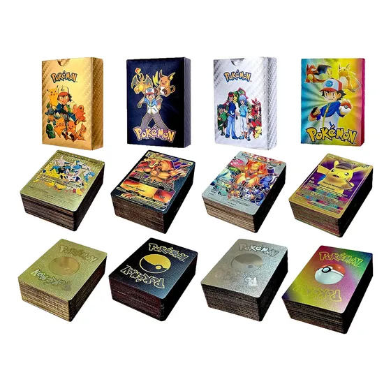 Cartas De Pokemon X55 Varios Colores - Genérica Dorada