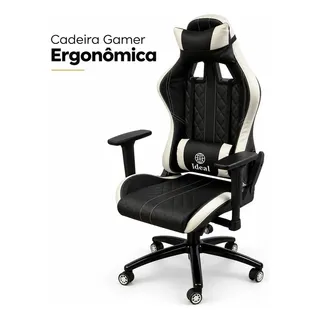 Cadeira Gamer Ergonômica Reclinável Preta Escritório Casa Preto Couro Sintético