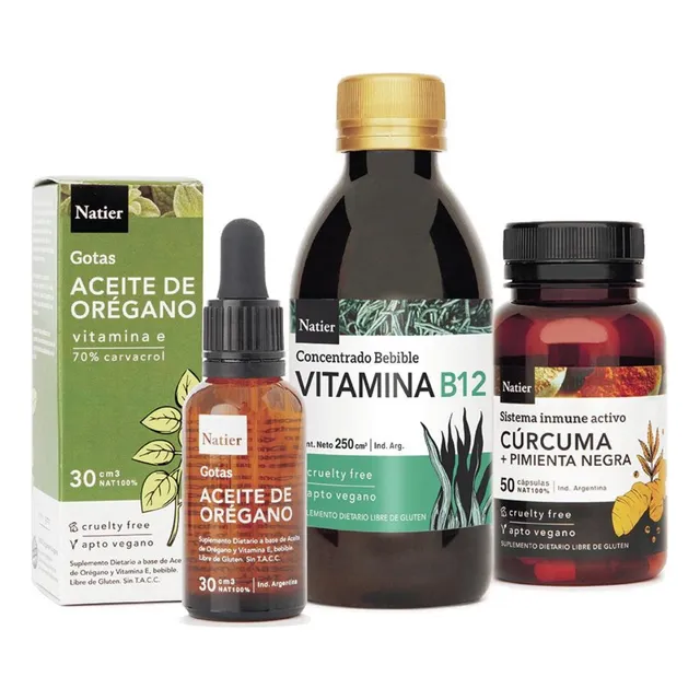 Plan Control Candida Orégano, B12 Bebible, Cúrcuma Pimienta
