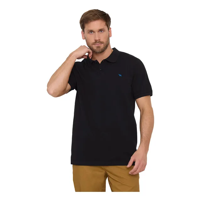 Polera Hombre Lisa Piqué Negro Corona