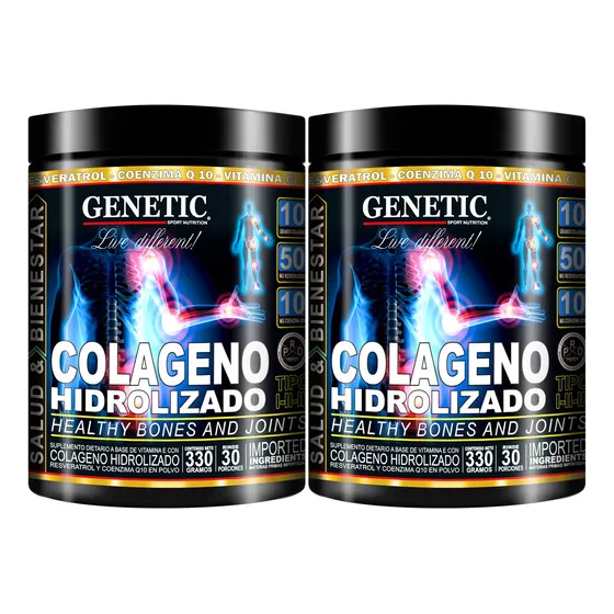 60 Días Colágeno Hidrolizado Resveratrol Q10 Vit C E Genetic