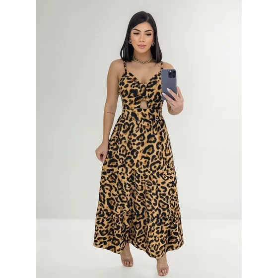 Vestido Midi Feminino Alcinha Com Bojo Babados Linha Gold