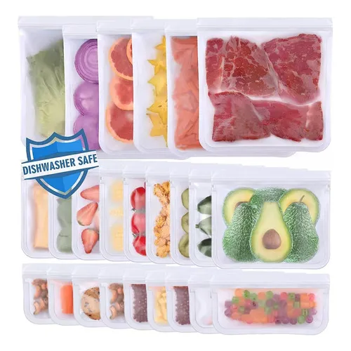 A New 24 Paquetes Bolsas Ziplock Reutilizables Silicona