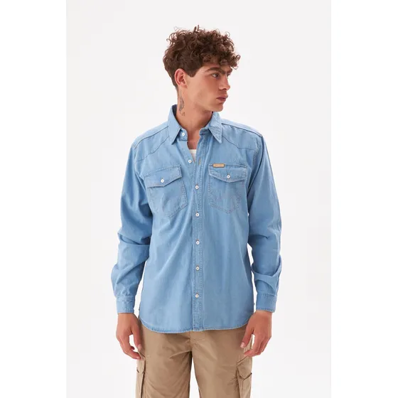 Camisa Manga Larga Jean Hombre Wrangler Western Pasta Ls