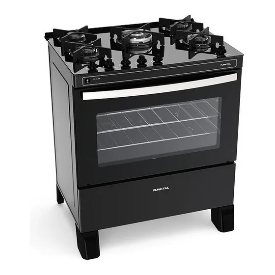 Cocina Punktal Super Gas Vidrio Negro Pk-gl5b 75x60 Albion