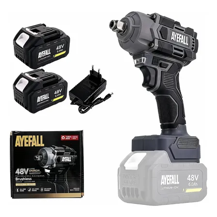 Chave De Impacto Brushless 500nm Com 2 Baterias 48v Ayefall Cinza-escuro 127/220v