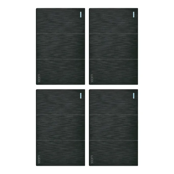 Placa Lucek Flat 3 Apagadores Sencillos Negra Pack 4 Pza 15 A 240v Negro