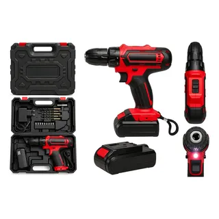 Lotus Furadeira E Parafusadeira A Bateria 12v Com Maleta +17 Peças Vermelho 127/2