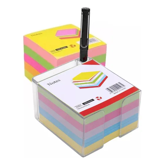 Taco Adhesivo Colores 500 Hojas+ Portalápices