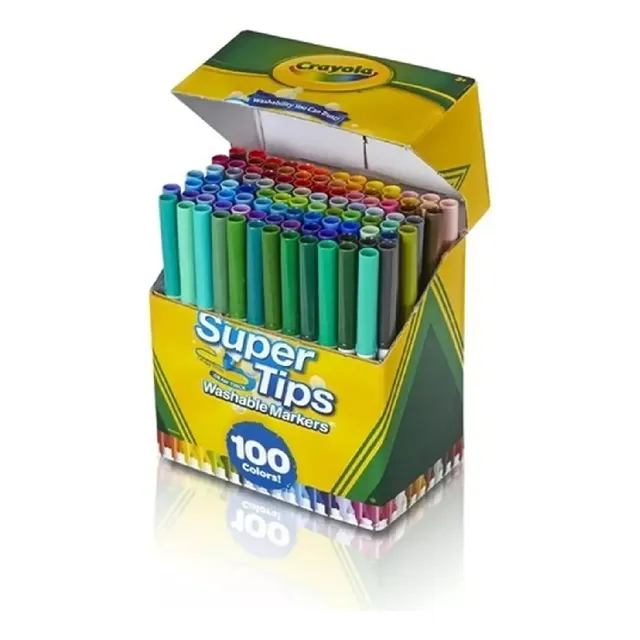 100 Plumones Crayola Marcadores Delgados Lavables Super Tips