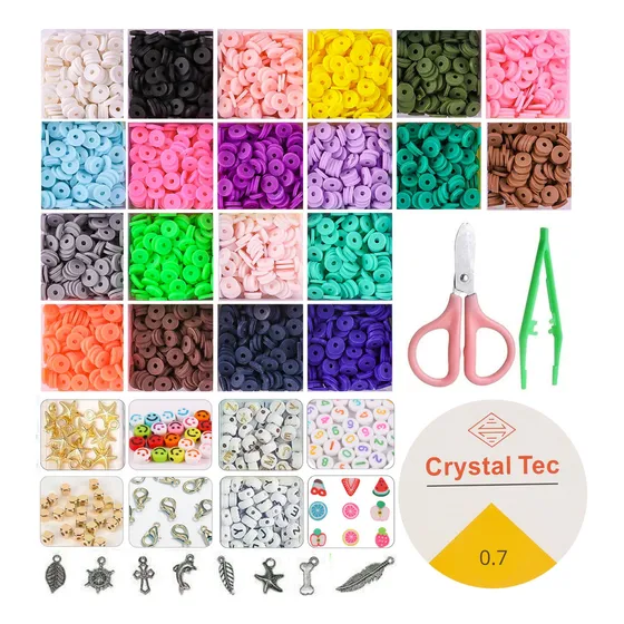 Kit Completo Armado De Pulseras Bijouterie Con Tanza Letras Números Dijes Tijera 3200 Piezas