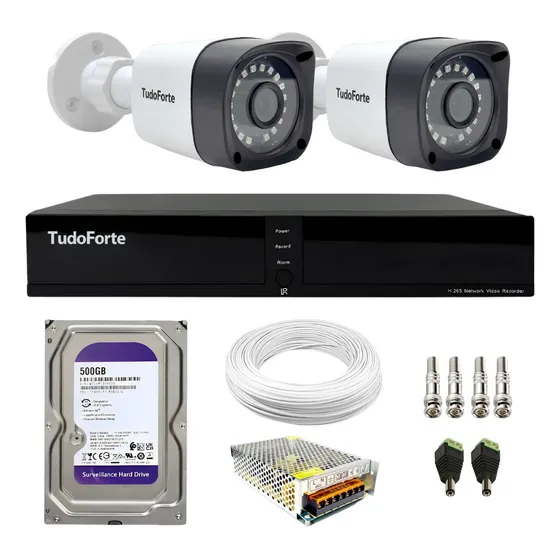 Kit Cftv 2 Câmeras Segurança Dvr 4 Canais Com Hd Incluso