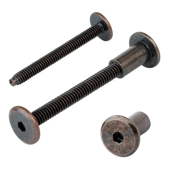 Tornillo Conector Tuerca Union Muebles Bronce 6cm 1/4 100pzs