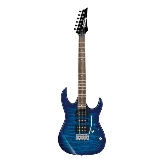 Guitarra elétrica Ibanez RG GIO GRX70QA gio de choupo transparent blue burst transparente com diapasão de amaranto