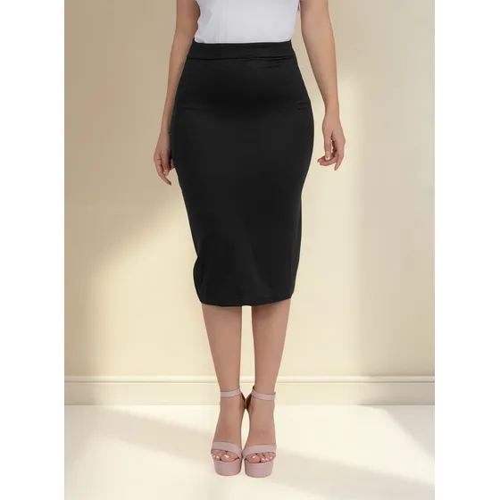 Falda Laura Lapiz Ajustada Sexy Basica Lisa Larga Curvy