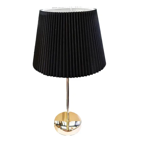 Lampara Velador Mesa Decoración Habitación Elegante Sala Estructura Dorado - 310003 Pantalla Negro - 310003