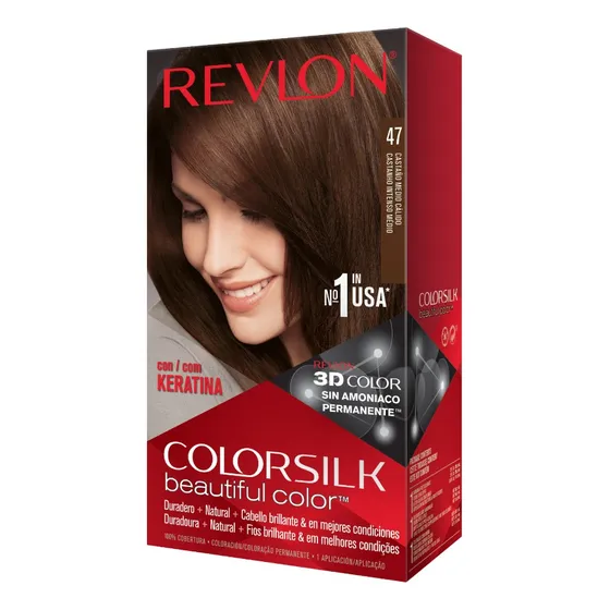 Kit Tintura Revlon Colorsilk Beautiful Color Con Keratina Tono Castaño Medio Calido