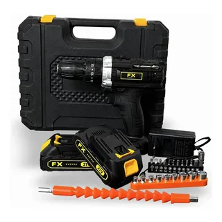 Parafusadeira Furadeira Sem Fio 21v Fx Supply 2 Baterias Preto 127/220v 60 Hz
