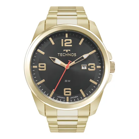 Relógio Technos Masculino Dourado Performance Original Cor do fundo Preto