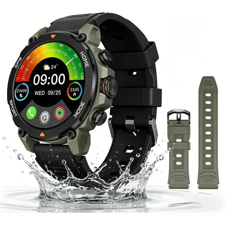 Smartwatch Aurafit G6 Verde Militar Whatsapp Com 5atm E Gps Verde Militar Sport 2 Pulseiras De Relógio