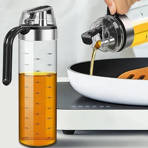 Botella de vidrio con dispensador de aceite de oliva de 550 ml con medidor