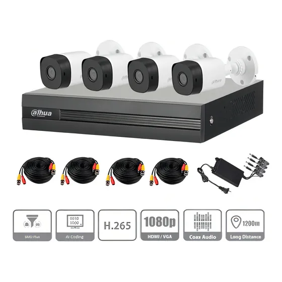 Kit De Vigilancia Dahua Dh-kit/xvr1b04/4-b1a21 Hdd 500gb