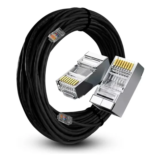 Cabo De Rede Cat6 Blindado 20 Metros Gigalan 100% Cobre Cor Preto